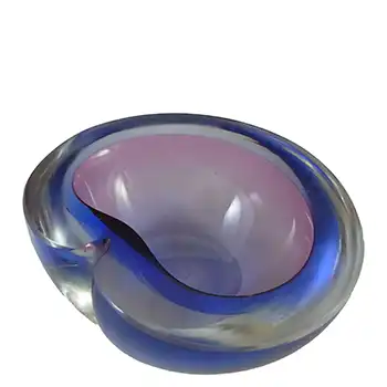 (image for) Murano Geode Purple & Blue Sommerso Glass Kidney Bowl