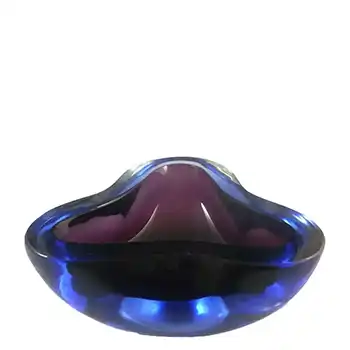 (image for) Murano Geode Purple & Blue Sommerso Glass Triangle Bowl
