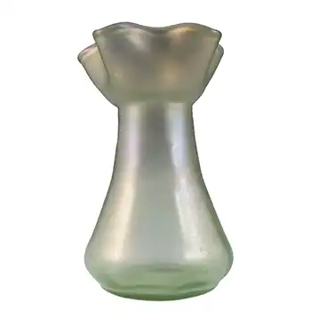 (image for) Loetz / Lötz Art Nouveau Iridescent Green Glass Olympia Glatt Vase