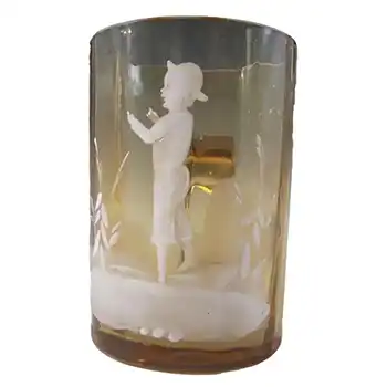 (image for) Mary Gregory Victorian Hand Enamelled Amber Glass Tankard #2