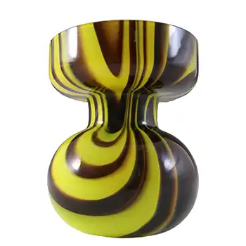 (image for) Carlo Moretti Marbled Yellow & Brown Murano Glass Vase - Label