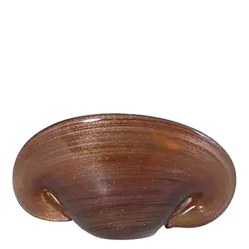 (image for) Murano Red Glass & Copper Aventurine Clam Bowl/Vase