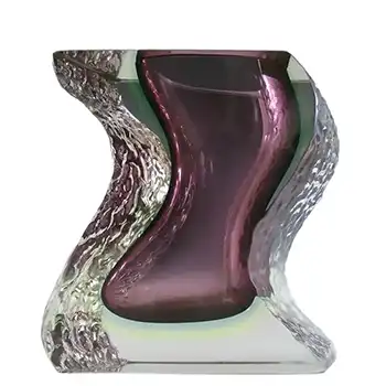 (image for) Murano Faceted, Textured Purple & Uranium Sommerso Glass Vase