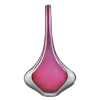 (image for) Murano Italian Pink & Blue Sommerso Cased Glass Stem Vase