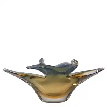 (image for) Murano Blue & Amber Sommerso Glass Organic Sculpture Bowl