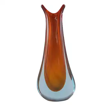 (image for) Murano/Venetian Italian Orange & Blue Sommerso Glass Vase