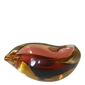 (image for) Murano Geode Brown & Amber Sommerso Glass Zig Zag Bowl