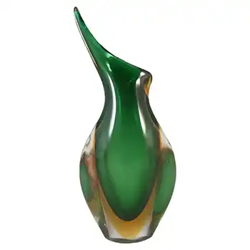 (image for) Murano Green & Amber Sommerso Cased Glass Vase