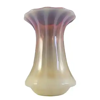 (image for) Victorian Cranberry & Opalescent Uranium Glass Vase