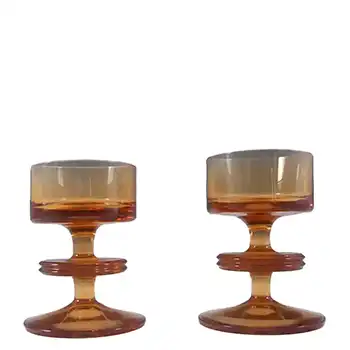(image for) Wedgwood Pair of Topaz Glass Sheringham Candlesticks - Marked