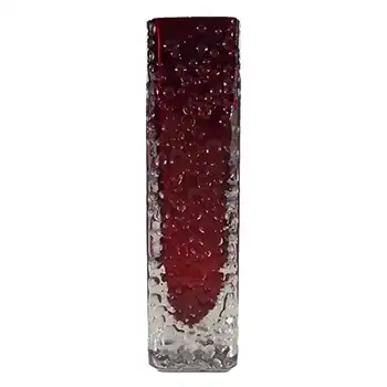 (image for) Whitefriars #9683 Baxter Ruby Red Glass 6.75" Nailhead Vase