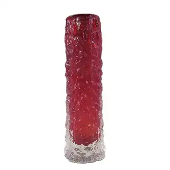(image for) Whitefriars #9729 Baxter Ruby Red Glass 5.75" Textured Bark Vase
