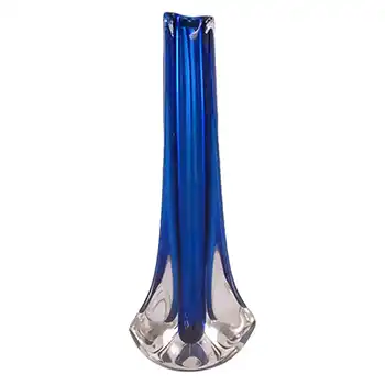 (image for) Whitefriars #9570 Baxter Cased Blue Glass Three Sided Vase