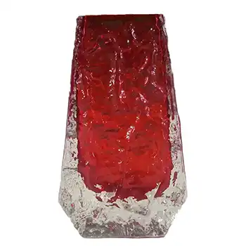 (image for) Whitefriars #9686 Baxter Ruby Red Glass Textured Coffin Vase