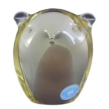 (image for) Zelezny Brod Czech Amber + Yellow Glass Owl - Labelled