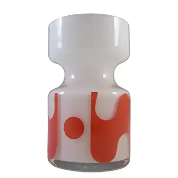 (image for) Alsterfors/Per Ström White & Red Vintage Glass Vase