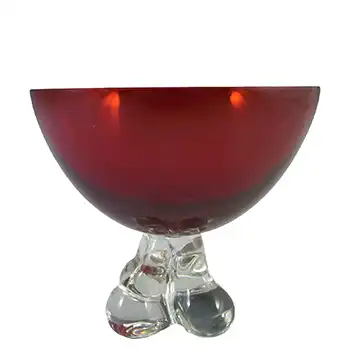 (image for) Aseda Vintage Swedish Red Glass Lobed Footed Bowl