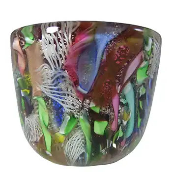 (image for) AVEM Murano Zanfirico Bizantino / Tutti Frutti Red Glass Vase