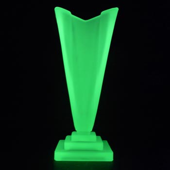 (image for) Bagley #1333 Art Deco 7.5" Uranium Green Glass 'Wyndham' Vase