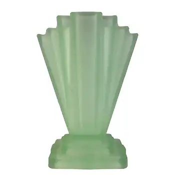 (image for) Bagley #334 Art Deco 8" Frosted Green Glass 'Grantham' Vase
