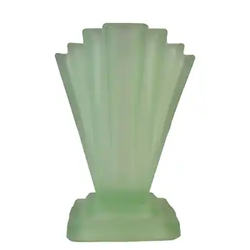 (image for) Bagley #334 Art Deco 6" Frosted Green Glass 'Grantham' Vase