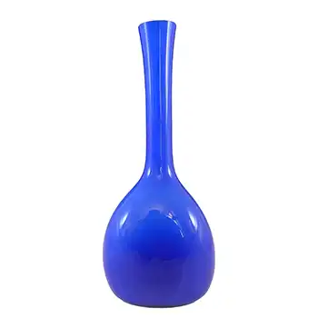 (image for) Elme 70s Scandinavian Blue Cased Glass 'Flattened' Vase