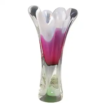 (image for) Chřibská #316/1/25 Czech Pink, White & Green Glass Vase