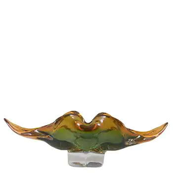 (image for) Chřibská #296/5/29 Czech Green & Amber Glass Bowl