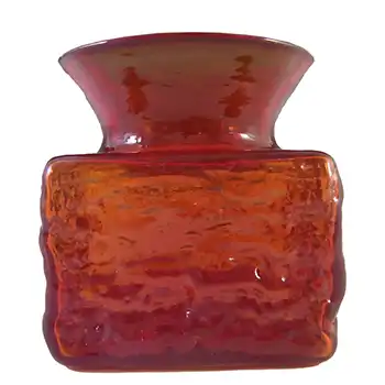 (image for) Dartington Flame Red Glass Bark Vase by Frank Thrower #FT101