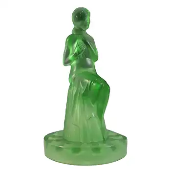 (image for) LARGE Art Deco Uranium Green Glass Nude Lady Figurine