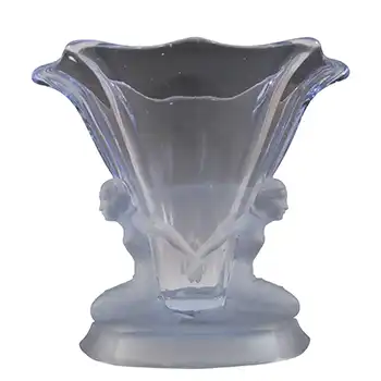 (image for) Walther & Söhne 1930's Art Deco Blue Glass 'Windsor' Vase