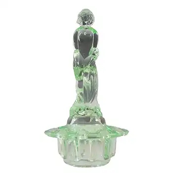 (image for) Müller & Co 'September Morn' Art Deco Green Glass Lady Figurine