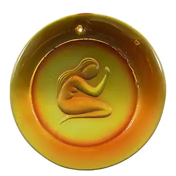 (image for) Ekenas Orange Vintage Glass 'Virgo' Zodiac Suncatcher