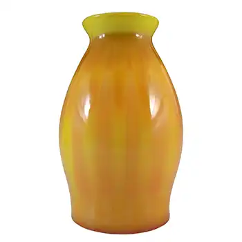 (image for) Elme Vintage Scandinavian Yellow Cased Glass Striped Vase