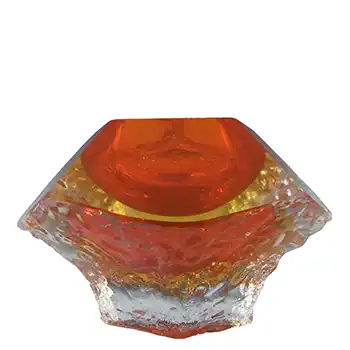 (image for) Murano Faceted Red & Amber Sommerso Glass Bowl