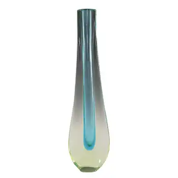 (image for) Galliano Ferro Murano Sommerso Blue & Uranium Glass Stem Vase