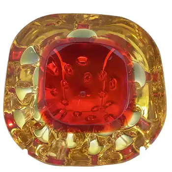 (image for) Galliano Ferro Murano Red & Amber Sommerso Glass Geode Bowl