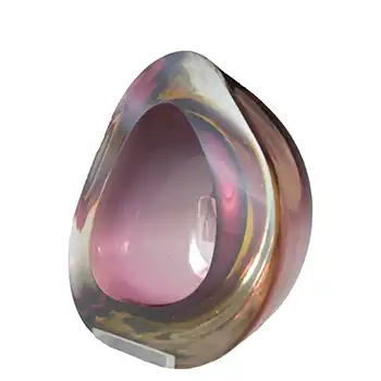 (image for) Murano Geode Brown & Amber Sommerso Glass Triangle Bowl