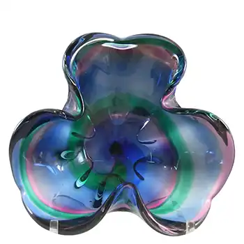 (image for) Iwatsu Japanese Multicoloured Cased Glass Bowl, "Best Art Glass" Label