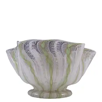 (image for) Salviati Murano Zanfirico & Aventurine Green Glass Finger Bowl