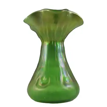 (image for) Loetz / Lötz Art Nouveau Antique Green Glass Creta Rusticana Vase