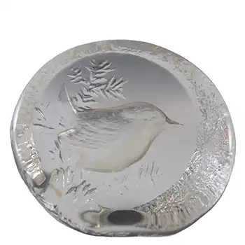 (image for) Mats Jonasson #9203 Swedish Glass Wren Bird Paperweight - Boxed