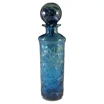 (image for) Mdina 'Blue Summer' Maltese Glass Decorative Bottle - Signed