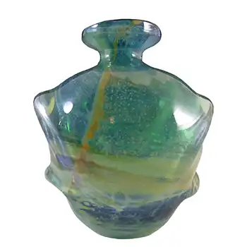 (image for) Mdina 'Blue Summer' Maltese Glass 'Pulled Ear' Vase - Signed