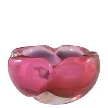 (image for) Murano Venetian Vintage Pink Cased Glass Bowl / Ashtray