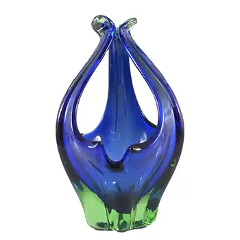 (image for) Cristallo Venezia CCC Murano Blue & Green Sommerso Glass Bowl