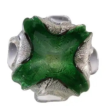 (image for) Murano/Venetian Vintage Silver Leaf Green Cased Glass Bowl
