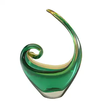 (image for) Murano Green & Amber Sommerso Cased Glass Sculpture Bowl