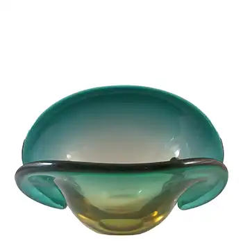 (image for) Seguso Dalla Venezia Murano Green Glass Clam Bowl/Vase
