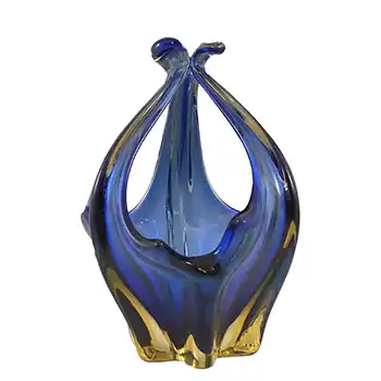 (image for) Cristallo Venezia CCC Murano Blue & Amber Sommerso Glass Bowl
